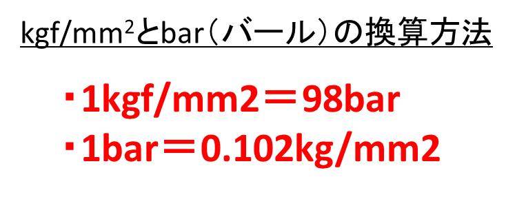 Kg Mm2とbar バール の変換 換算 方法は Kgf Mm2とbar バール