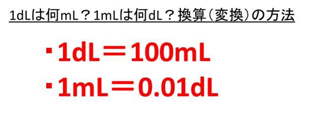 1dlは何ml 何ml 1mlは何dl 何ml デシリットルとマイクロリットルとミリリットルの変換 換算 方法 ウルトラフリーダム